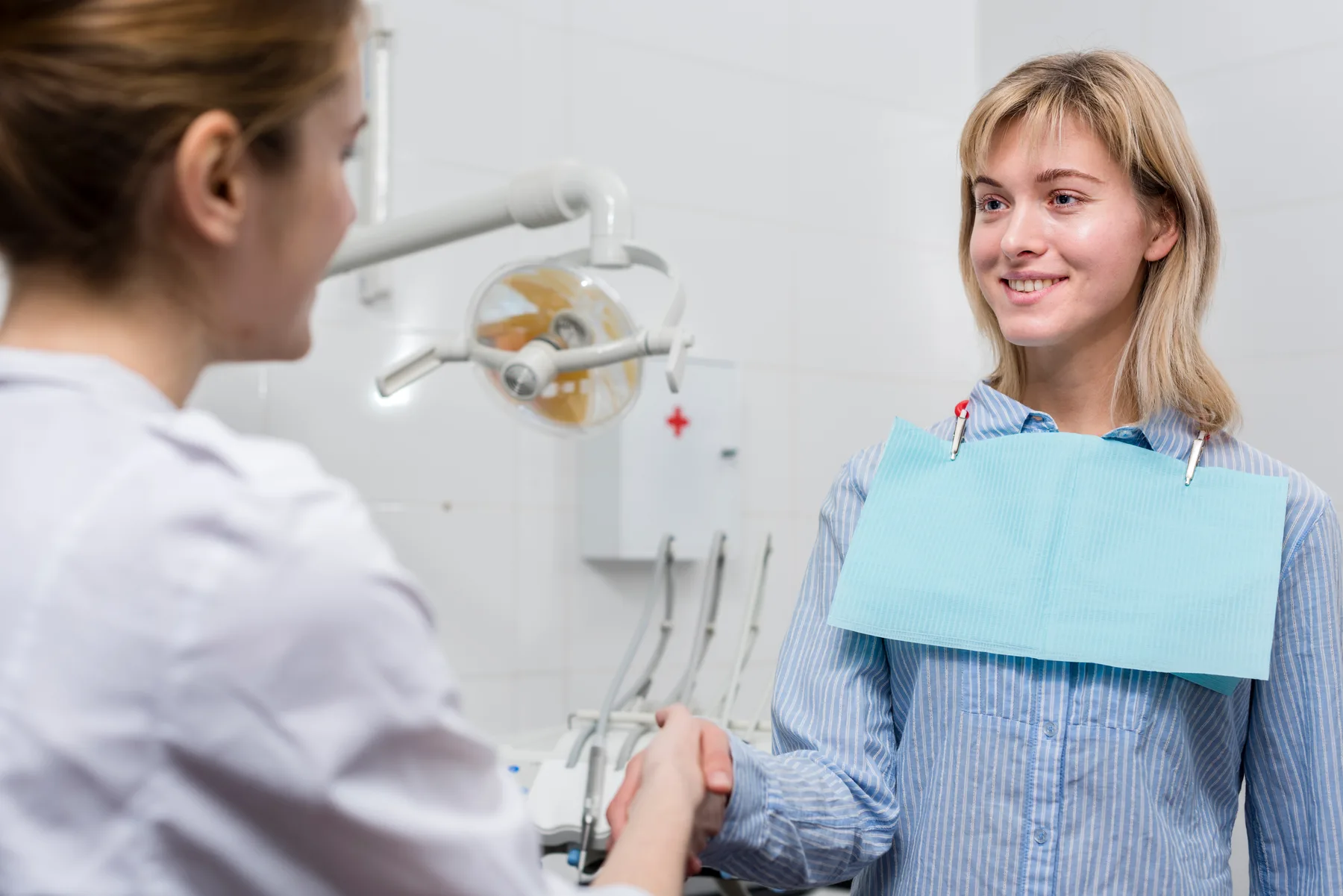 A patient speaking with a dental professional